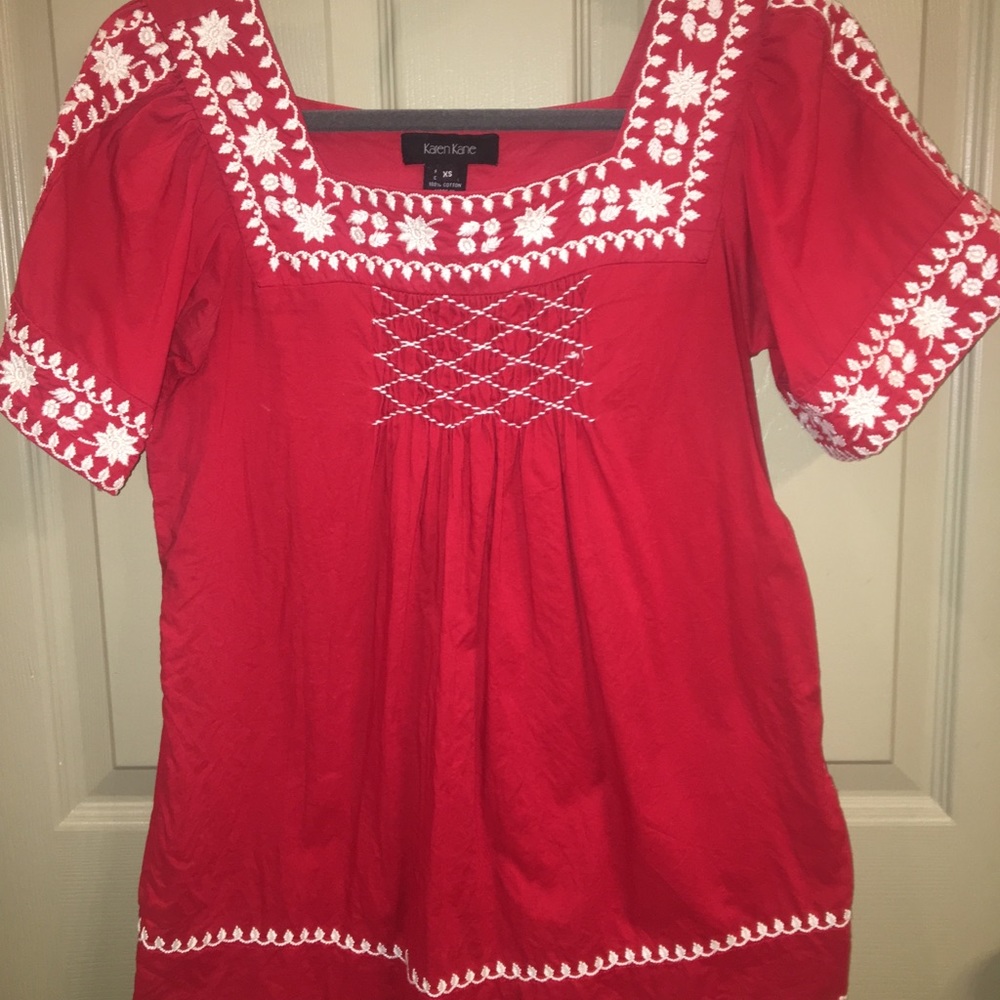 Karen Kane red shirt for cinco de mayo